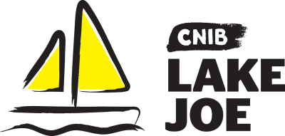 CNIB Lake Job Logo with yellow sailboat on the left and CNIB Lake Joe written on the right side.